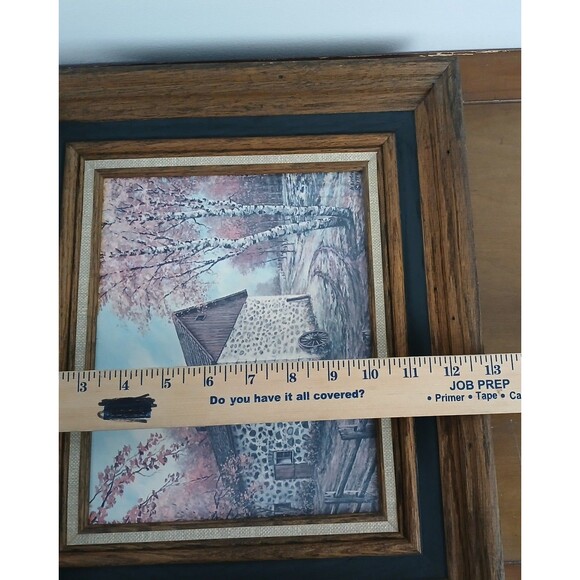 Barn Farmhouse Country Rustic Art Print on board Signed 1974 Wood Frame 13x15" - Picture 15 of 16